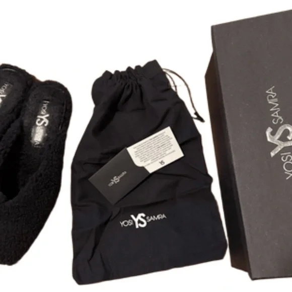 Yosi Samra Jessy Faux Shearling Mule Black Fuzzy Slippers - Picture 12 of 14